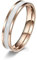 Lieson Anelli Acciaio Inossidabile Donna, Anello Fidanzamento Donna Smalto Bianco Lucido 4MM Fede Nuziale Oro Rosa Misura 15