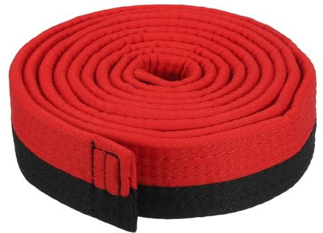 PATIKIL Taekwondo Farbiger Ranggürtel, 1,6 x7,2 Ft 2,2M Polyester Kampfsport Judo Karate Gürtel für Unterricht Praxis, Rot-Schwarz
