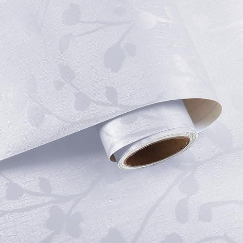 VaryPaper Papel de Pared Hojas Blanco Moderno 40cmx200cm Vinilo Adhesivo para Muebles Papel Pintado Dormitorio Salón Armarios