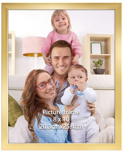 Giftgarden Gold Bilderrahmen 20x25 cm – Eleganter Kunststoff Fotorahmen für 25x20 Fotos und Bilder, Wand- oder Tischaufsteller – Einzel Rahmen