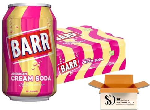 Fizzy Drink Cans, No Sugar, 330ml - Pack Of 24 (24x, American Cream Soda)