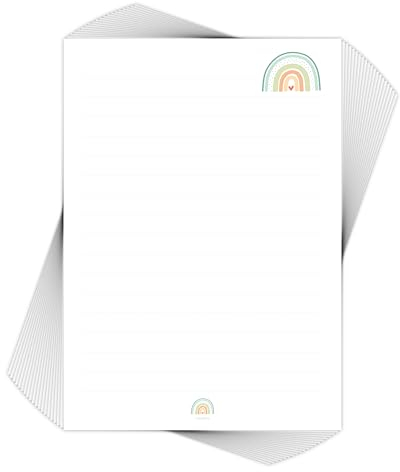 emufarm Briefpapier-Set für Kinder 'REGENBOGEN' 20 Blatt DIN A4 mit Linien inklusive 20 bedruckten Umschlägen/Briefpapier für Kinder zur Einschulung/Schulstart (50 Blatt)
