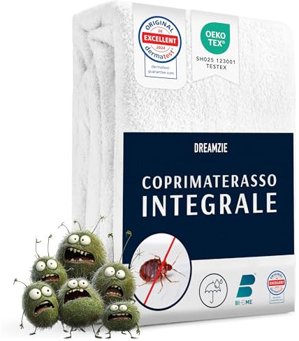 Dreamzie Housse Matelas 90x190 x25 cm Intégrale Anti-Acarien et Punaises de Lit - Protege Matelas 90x190 cm avec Fermeture Eclair pour Allergiques - Imperméable, Bi-Ome et Oeko-Tex