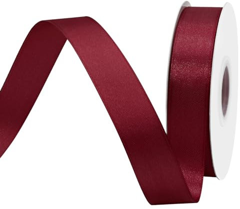 BVIEAKD 26mm breit 45m Long Double Face Burgunder Satin Ribbon Stoffband für Geschenkverpackungen Sehr geeignet für Hochzeiten Dekoration Blumenstrauß Ballons Kunsthandwerk Nähen Haarschleife