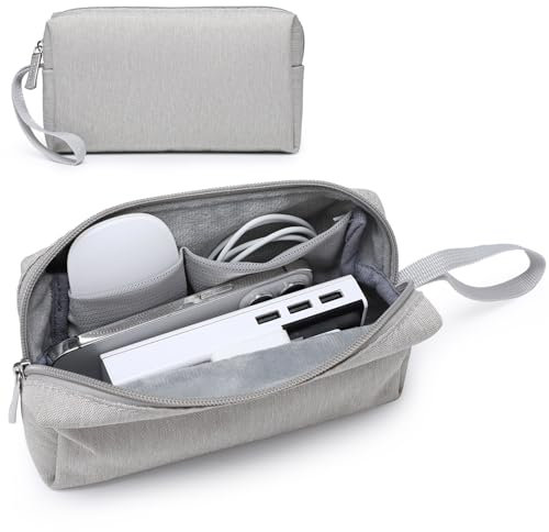 HYZUO Portable Organiser Laptop Electronics Accessories Pouch Bag Storage Carrying Case for Adapter Cables Cellphone Charger Mouse Power Bank Cords Stylus Pens Earbuds SSD HDD Gadgets, Light Grey
