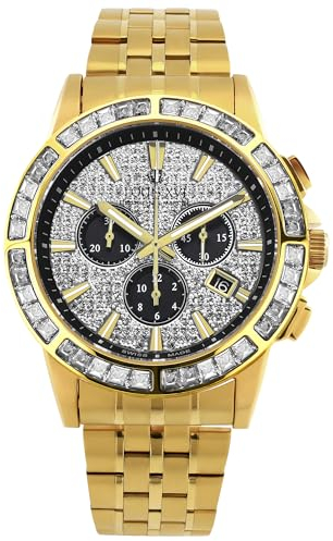 LOUIS XVI Majesté Iced Out 1130 - Ø 43 mm - Herren Uhr - Wasserdicht - Mit Saphirglas - Armband Gold - Zifferblatt CZ-Diamanten Weiss - Schweizer Quarzwerk