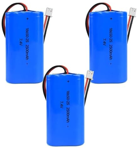 3Pcs 7.4V 2500mAh Li-ion Battery Pack RC Replacement Rechargeable Battery Pack Built-in 18650 * 2 Cell for Cars Airplane DIY, Fishing lights,Doorbell,Handheld Fan, Radio, Speakers, etc.