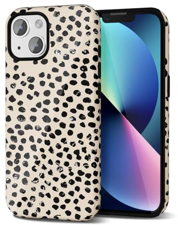 Svanove Cheetah Print Handyhülle für iPhone 13/ iPhone 14 Hülle Leopard Trendy Muster, Beige Punkte