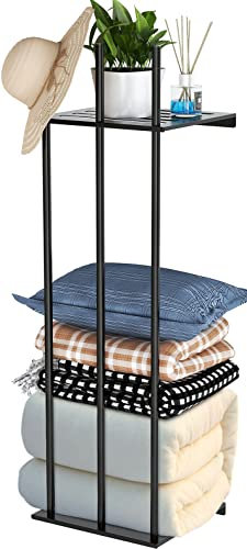 XEENEW 40 Blanket Holder Rack, Clothes Hat Towel Storage Holder On Wall, Blanket Ladder Rack Shelf for Living Room, Matte Black