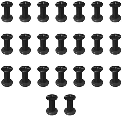 CANGCANG 20pcs M5*10 Remaches De Tornillo,Remaches Para Cuero,Tornillo de Cuero de Encuadernación,Para Decoración De Cuero,Tornillo Chicago Remache para (Negro mate)