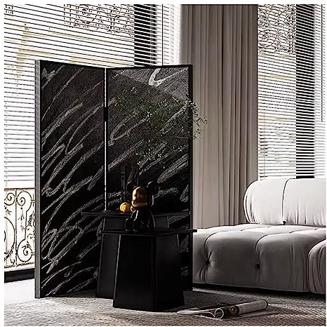 Handmade Bamboo Folding Room Divider Screen for Living Room Sofa Area Portable Washbasin Partition with Small Ornaments Decorative Desktop and Wall Art 2 Plates Included 80x60cm