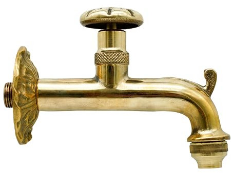 L'ARTISTICA F.LLI PERINCIOLI | Rubinetto Tipo Impero a Vitone con Rosone e Portagomma Attacco 1/2 M, Rubinetto in Ottone per Fontane a Colonna o Muro, 124x145mm