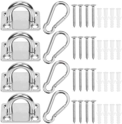 Swpeet Lot de 40 crochets à vis carrés M8 en acier inoxydable de qualité supérieure avec crochets à œillets, mousqueton, vis avec tube d'extension en plastique, crochet de plafond pour activités