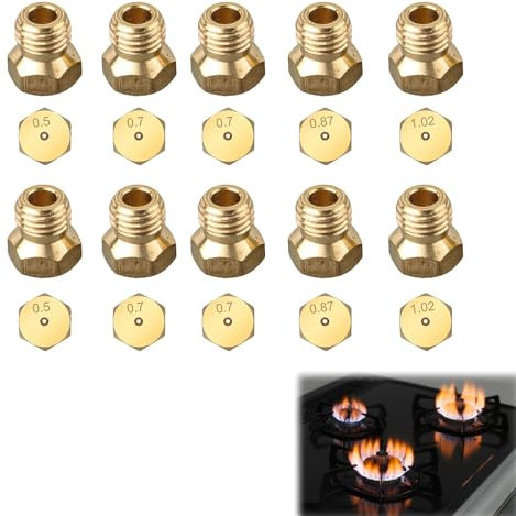 Ugelli per Gas Propano, 10 Pezzi Kit Di Conversione GPL, Ugelli Universali a Gas Butano, Ugelli Gas GPL, Ugelli Gas, Iniettori Di Propano, Ugelli GPL per Cucina, Ugelli Gas per Bruciatore a Gas