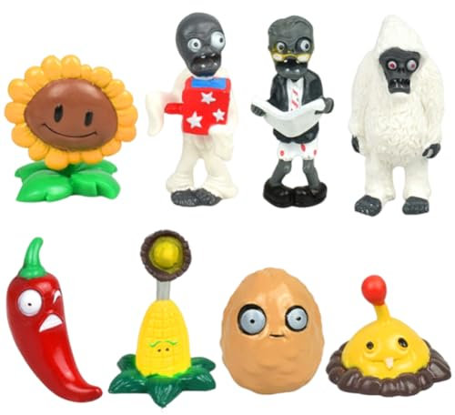 URDAKBX 8 PCS Plants vs Zombies Action Figures Toys Set - PVZ Plants and Zombie Figures - PVC Shooting Toys - Great Gifts for Kids and Fans, Birthday and Christmas Party