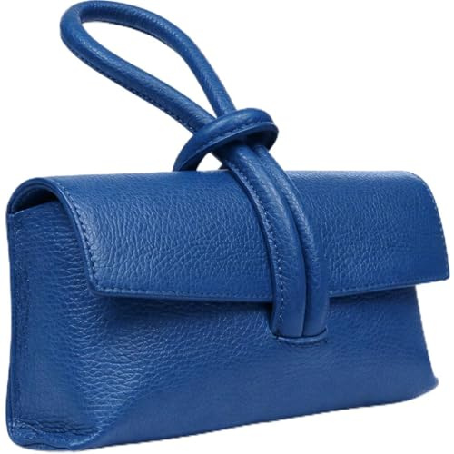 LeahWard Women's Leather Clutch Bag With Loop Handle (Royal)