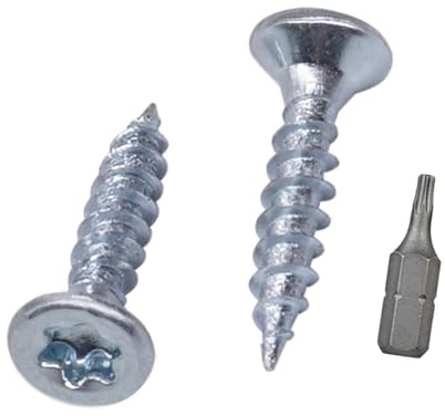 SKIR'CO (500 Stück) Verzinkte Stahl Holzschrauben 2,5 x 12 mm, Torx Kopf, Senkkopf, Spanplattenschrauben, Vollgewinde