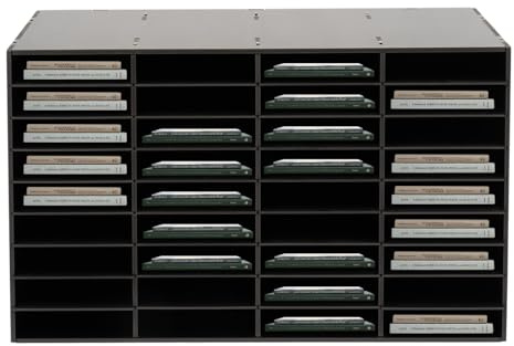 Mail Sorter Organizer, Adjustable Mail Holder, 36 Compartment Office Mailbox, Countertop Literature Organizer, School Classroom Keepers Desktop File Holder (Black)