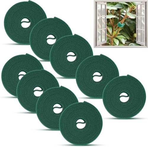 9PCs Plant Tie Tapes 2.5M Total Length - 10mm Thick Hook & Loop Garden Plant Ties, Reusable Plant Tape for Garden, Trees, Climbing Plants, Vines & Shrubs