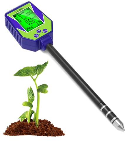 YINMIK pH Leitfähigkeit Messgerät für Boden Wasser Hydrokultur EC pH Meter | Pflanzen pH Feuchtigkeits Messgerät 6 in 1 Bodentestkits für pH Feuchtigkeit Leitfähigkeit Licht Luftfeuchtigkeit Temperatur