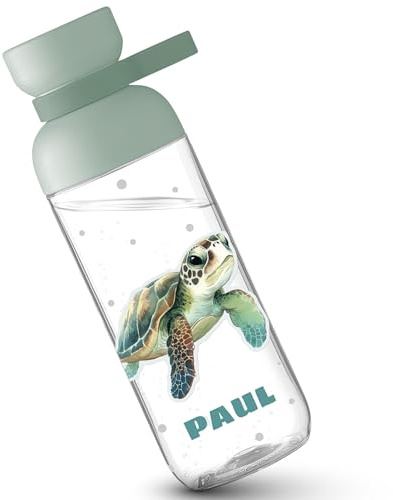 Kinder Mepal - Trinkflasche süße Schildkröte Flasche Schildkröten Trinkflasche Meerestier Geschenk Einschulung Geschenke Schulkind I - 500 ml - Sage Grün