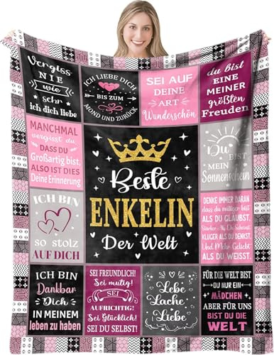 ZUCZUG Kuscheldecke Geschenke für Enkelin | Personalisiert Decke An Meine Enkelin zum Geburtstag Weihnachten Super Weich Flanelldecke Wohndecke Sofadecke