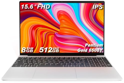 15.6 Inch Backlit Keyboard Laptop, DDR3 8GB SSD 512GB, Celeron 6500 Y Processor (Up to 3.4GHz), with Fingerprint Recognition,WiFi,USB 3.0, Webcam, HDMI, Ultral Light Laptop for Students and Business
