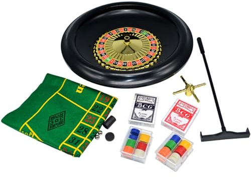 Generisch 16-Zoll Deluxe Roulette-Rad Set in Schwarz – Komplettes Casino Spiel für Spieleabende & Partyspiele,001