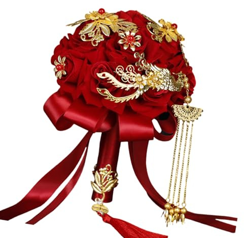 carotoe Bouquet di rose artificiali da sposa, elegante accessorio da sposa per matrimoni, celebrazioni e dolci bouquet da sposa estetico elegante bouquet di rose artificiali