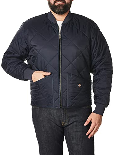 Dickies Men's Water Resistant Diamond Quilted Nylon Jacket, Dark Navy, Large