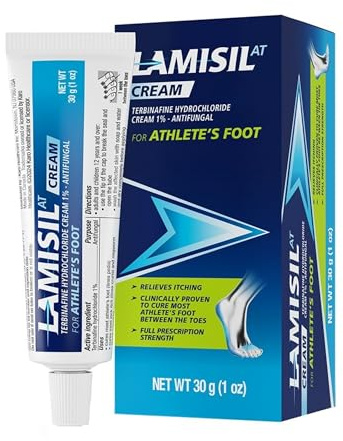 Lamisil Athlete's Foot Cream, 1 Week Treatment, Prescription Strength Terbinafine Hydrochloride, Fast Symptom Relief, Cures Most Athlete's Foot, 30 g (1 oz) - 1 pk