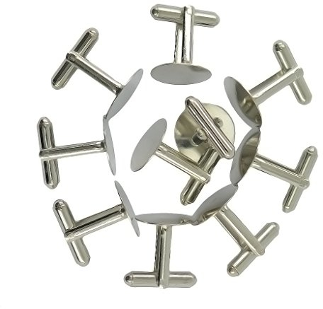 Generic 10 Stück Leer Einstellung Basisauflage Manschettenknöpfe DIY Hochzeit Formale Cufflink - Silber