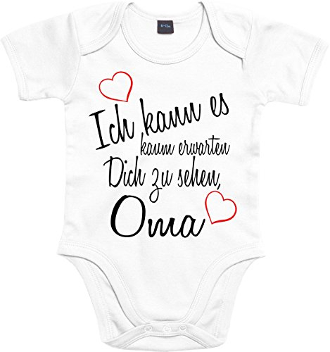 Mister Merchandise Baby Body Ich kann es kaum erwarten Dich zu sehen Oma Strampler liebevoll bedruckt Wiedersehen Weg Reise Weiß, 3-6