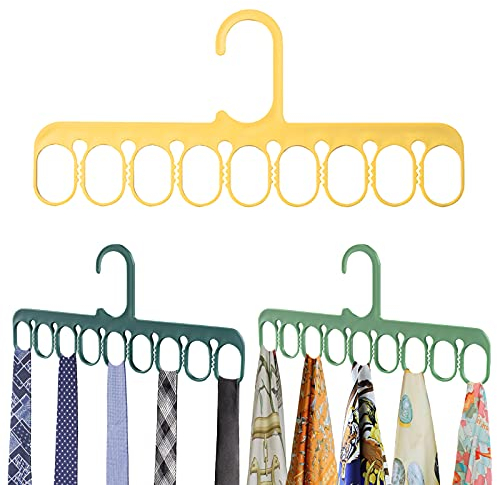 Tie Hanger Rack Scarf Organiser for Wardrobe Storage - Belt Ring Hanger for Men - 3Pcs