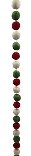 Frida Feeling Fair-Trade Filz-Girlande „Kugeln“ | DEKO-HÄNGER | Dekoration | EDLES NATURPRODUKT | Pom Pom Girlande | LÄNGE ca. 150 cm(Rot/Weiß/Grün)