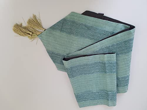 Dapo Eleganter Tischläufer Tischband Farbe grün mit Organza Bezug und Quasten Tischdecke Läufer