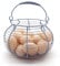 CVHOMEDECO. Elegant Wire Egg Basket with swimming Handle Primitives Vintage Gathering Basket. Light Blue (7-3/4Dia. X 5H Blue)