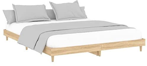 vidaXL Bettgestell, Bett mit Holzbeinen, Doppelbett für Schlafzimmer, Bettrahmen mit Lattenrost, Schlafzimmerbett, Sonoma-Eiche 180x200cm Holzwerkstoff