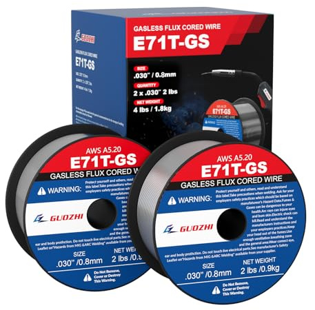 Flux Core Schweißdraht, GZGUOZHI E71T-GS 0,30 Zoll 0,9 kg X 2 Spule, gasloser Mild Carbon Stahl Mig Schweißdraht, 2 Stück