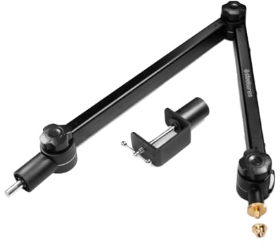 SteelSeries Alias/Alias Pro Mic Boom Arm — For Gaming, Streaming, and Podcasting — 360° Rotation — Desk Clamp — Folding Scissor Design — Hidden Springs — Cable Management — 3/8 and 5/8 Adapters