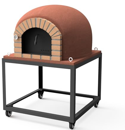 MOVELAR - Horno de Leña Exterior de Obra STROMBOLI (Burdeos - 80 x 80 x 152 cm) - Horno aislado con corcho, 3 mantas cerámicas, ideal para pizzas, pan y asados al aire libre - REF: M00106
