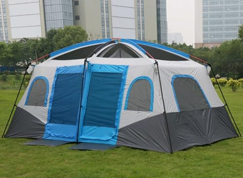 Familien-Campingzelt, 6–10 Personen, 2 Zimmer, großes Raumzelt mit Wohnbereich und Schlafzimmer, 6 Personen, 6 Personen, Zelt für große Familienzelte, Camping (blau)
