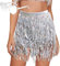 Pailletten Rock, Pailettenrock für Damen Gläser Set, Glitzerrock + Gläser, Quasten Glitzer Rock, Mini Rock für Damen und Mädchen, Silber Bauchtanz Lateintanz Hula-Performance Kostüm, Steampunk Stil