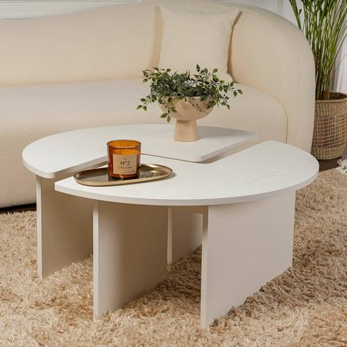 Dmora Wohnzimmertisch Codroipo 90x90x41h cm Weiß Rund