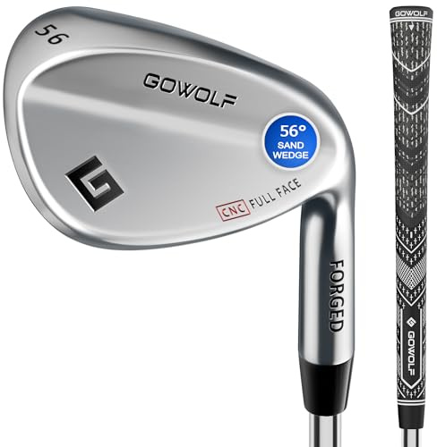 Gowolf 56 Degree Wedge Right Hand - Forged Golf Wedges Full Face for Men, Premium Gap Wedges Sand Wedge Lob Wedge Golf Club for Men, Great Golf Gifts - CNC Milled Face for More Spin (Chrome 56 Degree)