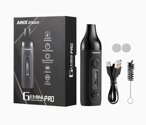 Gemini Vaporizer Cannabis Verdampfer mit präziser Temperaturregelung,Schnell aufheizender Kräuterver dampfer,2200mAh Super-Akku,0,91-Zoll-OLED-Display,Tragbares dry herb vaporizer (schwarz)