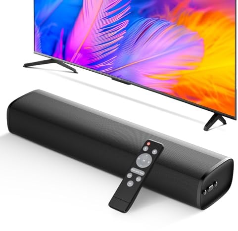 Soundbar for TV, 56W Speakers with Bluetooth 5.3/ARC/Optical/AUX Inputs – Wall Mountable Home Theater Surround Sound System Small Sound Bar for PC/Gaming/Projectors with 3 EQ Modes