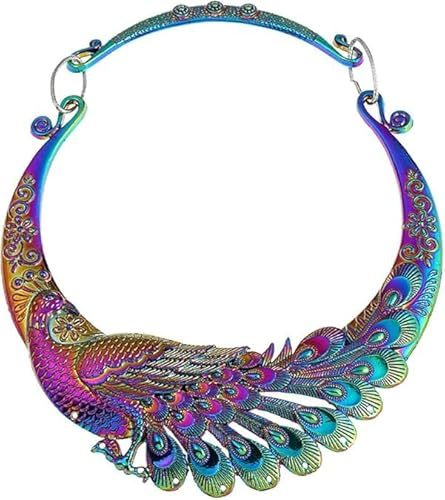 Retro Pfauen‑Choker Halskette für Damen, gotisch Vintage Collier Schmuck | Gotischer Pfauen‑Choker im Vintage‑Stil für Lolita, Victorian und Halloween‑Kostüme, auffälliges Statement‑Accessoire