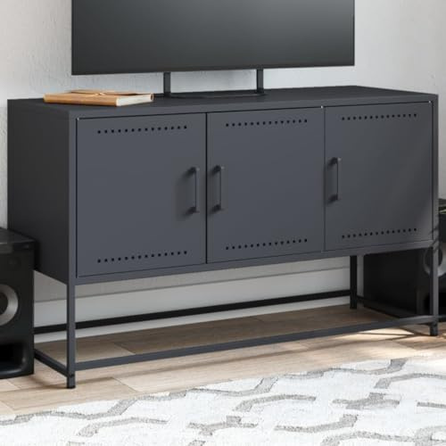 Teenpull TV-Schrank Anthrazit 100,5x39x60,5 cm, Stahl, Industrial Design, TV-Tisch für Wohnzimmer, stabil, langlebig