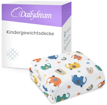 Dailydream Kinder Gewichtsdecke | 90x120 | 2,5 kg | Motiv Space | aus 100% Baumwolle | mit Glasperlenfüllung | schwere Decke zum Schlafen | Weighted Blanket | Therapiedecke | Körpergewicht 20-35 kg | Gewichtsdecke für Kinder mit atmungsaktiver Baumwoll-Außenschicht, Glasperlenfüllung und doppelt vernähten Kammern.